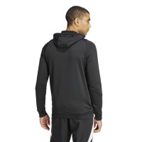 Haut d'entraînement à capuche adidas Tiro 24 1/4-Zip noir et blanc