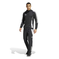 Haut d'entraînement à capuche adidas Tiro 24 1/4-Zip noir et blanc