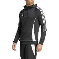 Survêtement à capuche Adidas Tiro 24 à fermeture éclair 1/4, noir et blanc