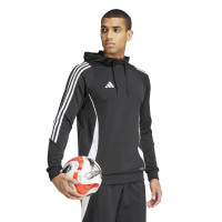 Haut d'entraînement à capuche adidas Tiro 24 1/4-Zip noir et blanc