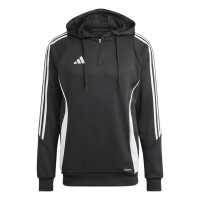 Survêtement à capuche Adidas Tiro 24 à fermeture éclair 1/4, noir et blanc