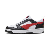 Baskets PUMA Rebound V6 Low pour enfants, blanches, rouges et noires