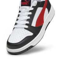 Baskets PUMA Rebound V6 Low pour enfants, blanches, rouges et noires