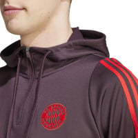 adidas Bayern Munich Track Survêtement à Capuche 1/4-Zip 2024-2025 Bordeaux Rouge Blanc