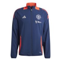 adidas Manchester United Présentation Survêtement Full-Zip 2024-2025 Bleu Foncé Rouge Argenté