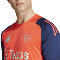 adidas Manchester United Maillot d'Entraînement 2024-2025 Rouge Bleu Foncé Argenté