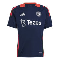 adidas Manchester United Ensemble Training 2024-2025 Enfants Bleu Foncé Rouge Argenté