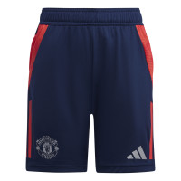 adidas Manchester United Short d'Entraînement 2024-2025 Enfants Bleu Foncé Rouge Argenté