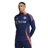 adidas Manchester United Trainingspak 1/4-Zip 2024-2025 Donkerblauw Rood Zilver