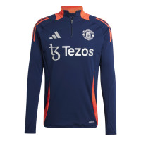 adidas Manchester United Trainingspak 1/4-Zip 2024-2025 Donkerblauw Rood Zilver