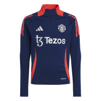 adidas Manchester United Survêtement 1/4-Zip 2024-2025 Enfants Bleu Foncé Rouge Argenté