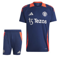 adidas Manchester United Ensemble Training 2024-2025 Enfants Bleu Foncé Rouge Argenté