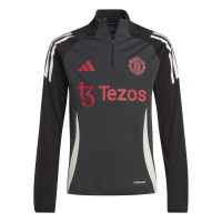 adidas Manchester United Survêtement 1/4-Zip Europe 2024-2025 Enfants Gris Foncé Noir Rouge Blanc