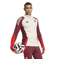 adidas Bayern München Trainingspak 1/4-Zip Europees 2024-2025 Wit Bordeauxrood Rood