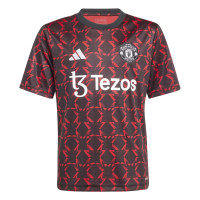 adidas Manchester United Pre-Match Maillot d'Entraînement 2024-2025 Enfants Noir Rouge