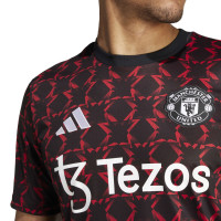 adidas Manchester United Pre-Match Maillot d'Entraînement 2024-2025 Noir Rouge