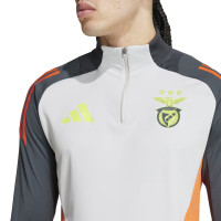 adidas Benfica Haut d'Entraînement 1/4-Zip 2024-2025 Gris Clair Gris Foncé Jaune Vif