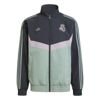 adidas Real Madrid Culturewear Trainingspak Woven Full-Zip 2024-2025 Donkergrijs Groen Paars