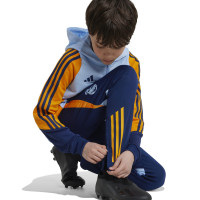 adidas Real Madrid Track Survêtement Sweat à Capuche 2024-2025 Enfants Bleu Clair Bleu Foncé Jaune