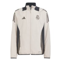 adidas Real Madrid Présentation Veste d'Entraïnement Europe 2024-2025 Enfants Beige Brun Noir