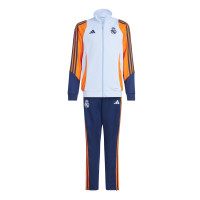 adidas Real Madrid Survêtement Full-Zip 2024-2025 Enfants Bleu Clair Bleu Foncé Jaune