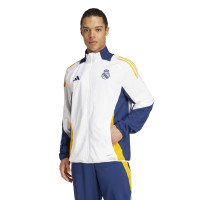 adidas Real Madrid Présentation Veste d'Entraïnement 2024-2025 Blanc Bleu Foncé Jaune