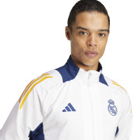 adidas Real Madrid Présentation Veste d'Entraïnement 2024-2025 Blanc Bleu Foncé Jaune