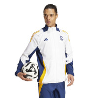 adidas Real Madrid Présentation Veste d'Entraïnement 2024-2025 Blanc Bleu Foncé Jaune