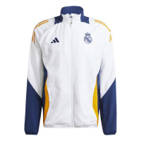 adidas Real Madrid Présentation Veste d'Entraïnement 2024-2025 Blanc Bleu Foncé Jaune