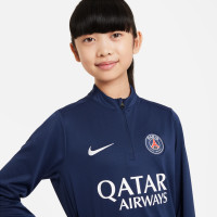 Nike Paris Saint-Germain Academy Pro Haut d'Entraînement 1/4-Zip 2024-2025 Enfants Bleu Foncé Blanc