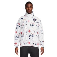 Nike Paris Saint-Germain Survêtement Windrunner 2024-2025 Blanc Bleu Foncé Rouge Doré