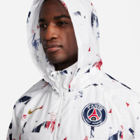 Nike Paris Saint-Germain Survêtement Windrunner 2024-2025 Blanc Bleu Foncé Rouge Doré