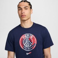 Nike Paris Saint-Germain Crest T-Shirt 2024-2025 Bleu Foncé Rouge Blanc