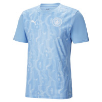 PUMA Manchester City Pre-Match Maillot d'Entraînement 2024-2025 Bleu Clair Blanc