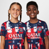 Nike Paris Saint-Germain Pre-Match Maillot d'Entraînement 2024-2025 Enfants Bleu Foncé Rouge Blanc