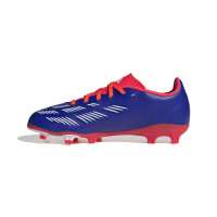 adidas Predator League Gazon Naturel Chaussures de Foot (FG) Enfants Bleu Blanc Rouge