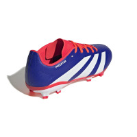 adidas Predator League Gazon Naturel Chaussures de Foot (FG) Enfants Bleu Blanc Rouge