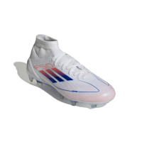 adidas F50 Pro Mid Gras Voetbalschoenen (FG) Wit Blauw Rood