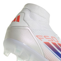 adidas F50 League Mid Gazon Naturel Chaussures de Foot (FG) Blanc Rouge Bleu