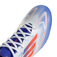 adidas F50 League Gazon Naturel Chaussures de Foot (FG) Blanc Rouge Bleu