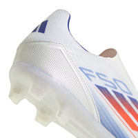 adidas F50 League Sans Lacets Gazon Naturel Chaussures de Foot (FG) Blanc Rouge Bleu