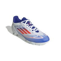 adidas F50 Club Gazon Naturel Gazon Artificiel Chaussures de Foot (FxG) Blanc Rouge Bleu