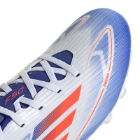 adidas F50 Club Gazon Naturel Gazon Artificiel Chaussures de Foot (FxG) Blanc Rouge Bleu