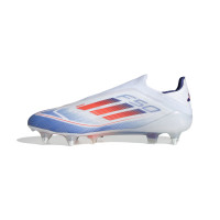 adidas F50 Elite Crampons Vissés Sans Lacets Chaussures de Foot (SG) Blanc Rouge Bleu