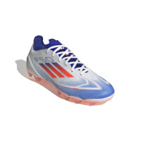 adidas F50 Pro Gazon Naturel Gazon Artificiel Chaussures de Foot (MG) Blanc Rouge Bleu