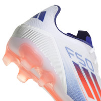 adidas F50 Pro Gras / Kunstgras Voetbalschoenen (MG) Wit Rood Blauw