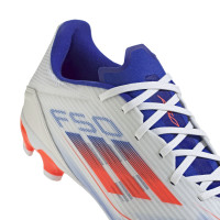 adidas F50 League Gras / Kunstgras Voetbalschoenen (MG) Wit Rood Blauw