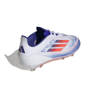 adidas F50 Pro Gazon Naturel Chaussures de Foot (FG) Enfants Blanc Rouge Bleu