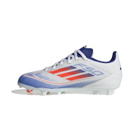 adidas F50 League Gazon Naturel Chaussures de Foot (FG) Enfants Blanc Rouge Bleu