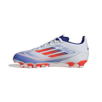 adidas F50 League Gazon Naturel Gazon Artificiel Chaussures de Foot (MG) Enfants Blanc Rouge Bleu